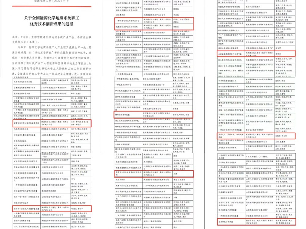 喜報！陜煤建設(shè)礦建三公司九項“五小”成果斬獲全國級榮譽